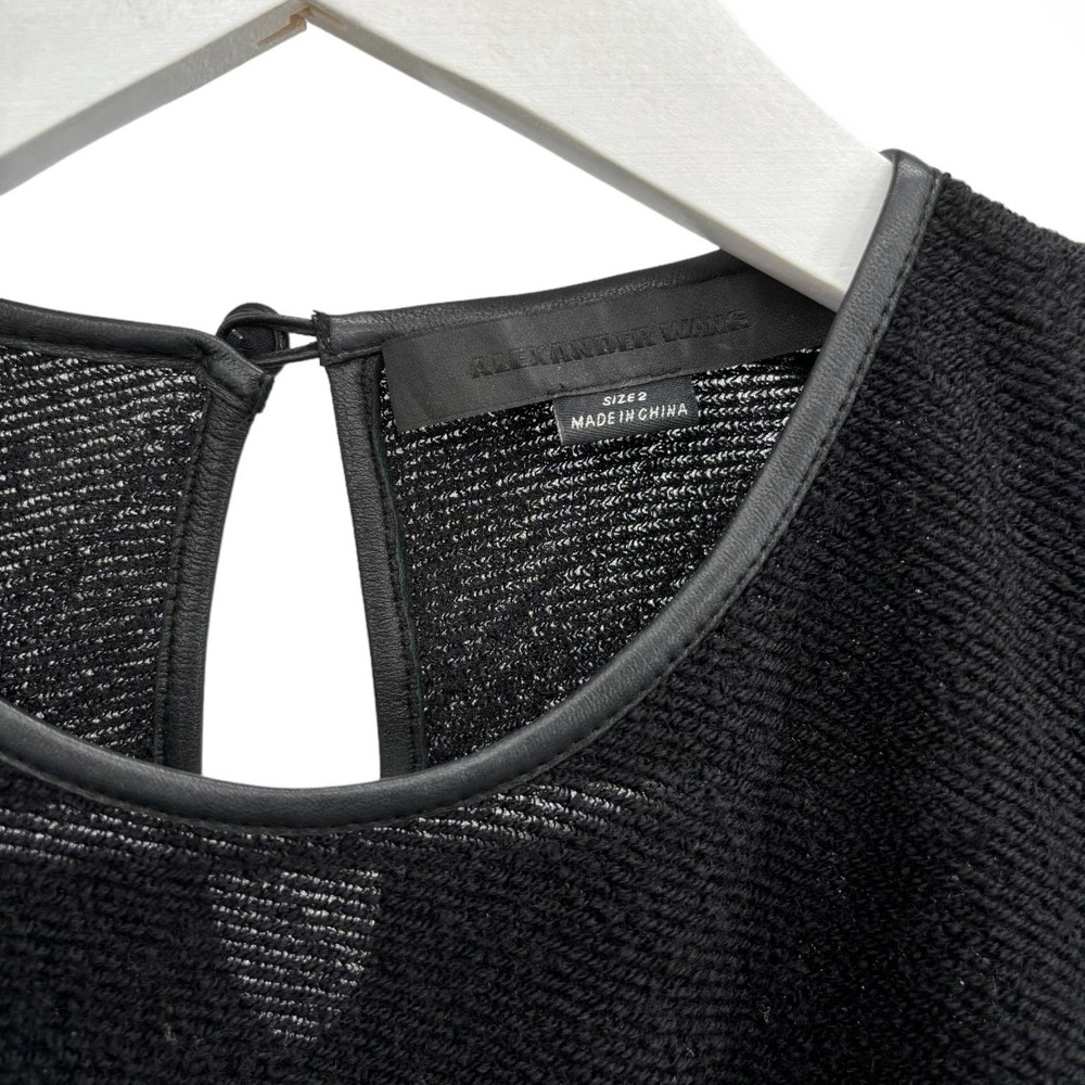 Alexander Wang Black Wool‎ Sleeveless Crossover Ruched Midi Dress Size 2 - Picture 3 of 8